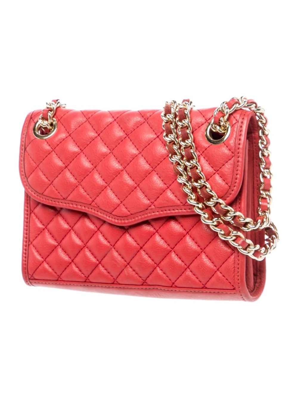 REBECCA MINKOFF Red Leather Quilted Chain Shoulder Bag - Picture 12 of 12